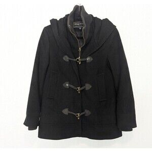 George Simonton Black Lambswool‎ Cashmere Coat Size 4
